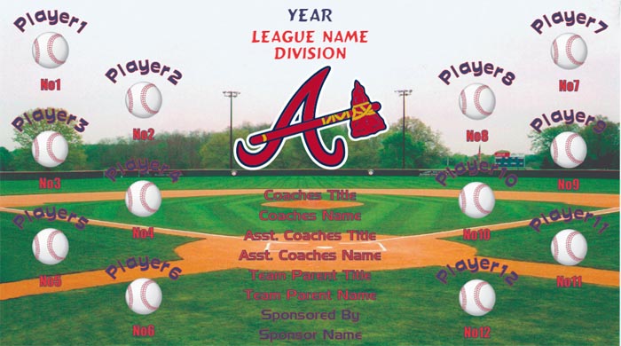 Braves Baseball Banner Design Your Own Team Baseball Banner , MLB Banners, Atlanta Braves